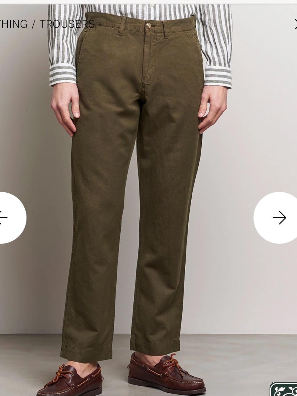 Polo Ralph Lauren Mens Straight Fit Linen Cotton Blend Bedford Chinos, 33/32